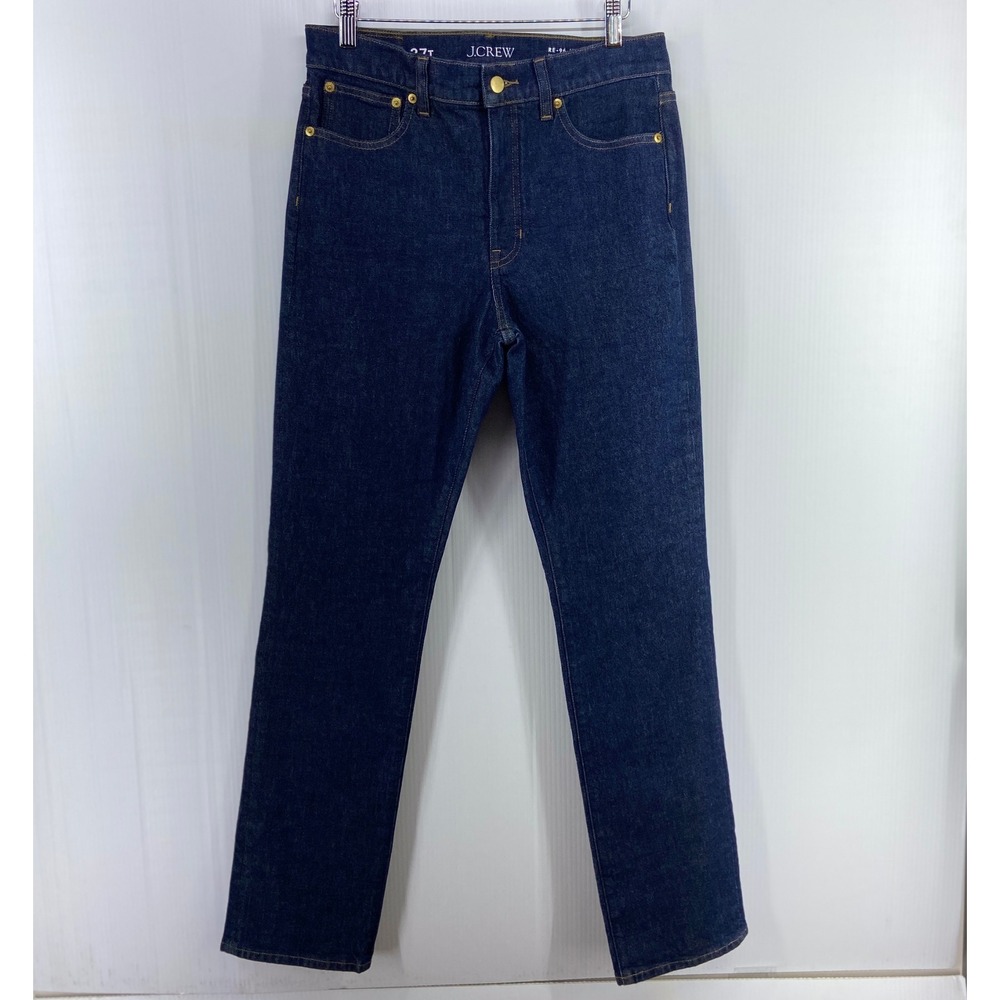 J Crew 96 Straight Retro Fit Denim Jeans Indigo Dark Blue Wash High Rise 27T NWT